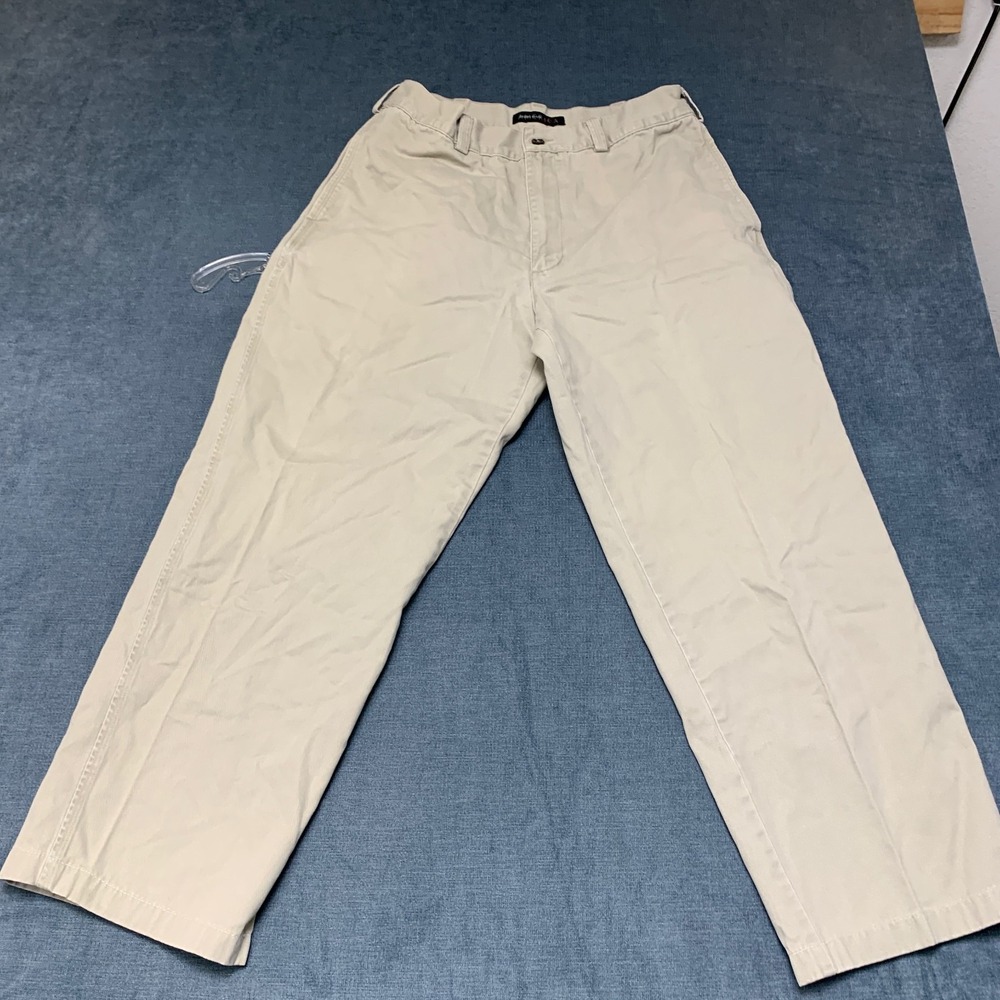 Perry Ellis America Chino Pants Mens 34/30 Beige Cotton Flat Front Outdoor